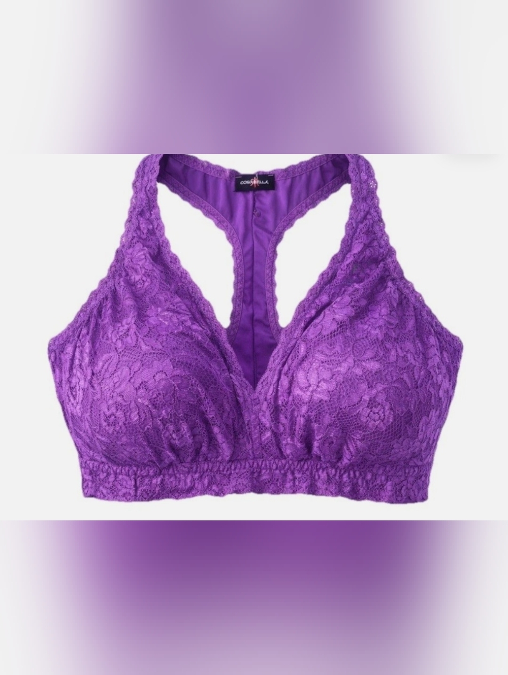 NIB Cosabella Racie Purple Lace Racerback Bralette Large